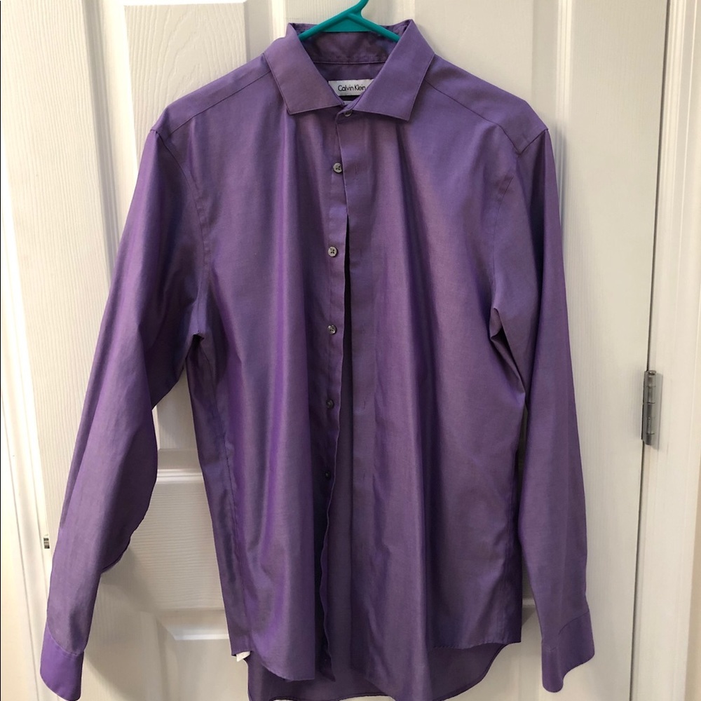 Purple Slim Dress Shirt Calvin Klein 16 34/35